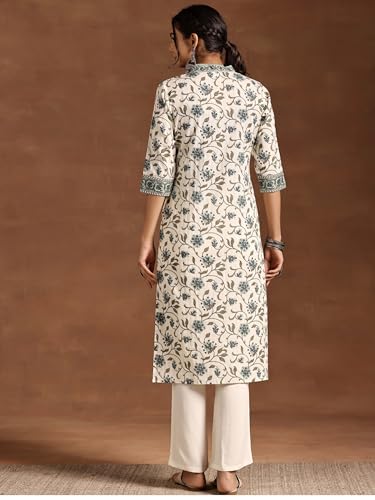 Image of New Cotton Leaf Printed Casual Straight Kurta for Women | Women Formal Kurti