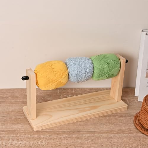 Donmills Wooden Crochet Yarn Holder, Single Revolving Yarn Storage for Crochet Yarn Ball Knitting & Crochet Supplies - Image 3