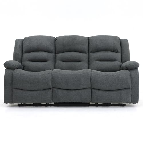 Honeypot Electric Recliner Sofa - Alva Reclining Power Chair - Soft Grey Fabric Sofa Set Couch with Cup Holder USB-C Charger | Setup Included | Made in EU | Built to Last (Grey Fabric, 3 Seater)