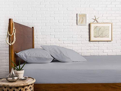 Image of Sweet Dream's 750 Collection Egyptian Cotton Fitted Bedsheet 4 to 12 Inch Matress 15 inch Drop Extra King Size Bed (78x84) Inches (6.5 by 7) Feet + 2 Pillow Covers (18x28), Silver Grey