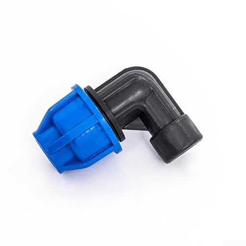 Conector de tubería de polietileno codo de 90 grados con rosca hembra para aplicaciones de agua potable y jardinería (25 mm x 1/2 pulgadas)