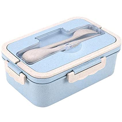 GRACIOUS MART Lunch Box for Kids Adults Lunch Box with 3 Compartment,Wheat Fiber Leak Proof Food Container with Spoon & Fork,Lunch Boxes Containers for Men Women (Blue Linch Box), 200 ml (B0BXKXM7FB) Amazon Price History, Amazon Price Tracker