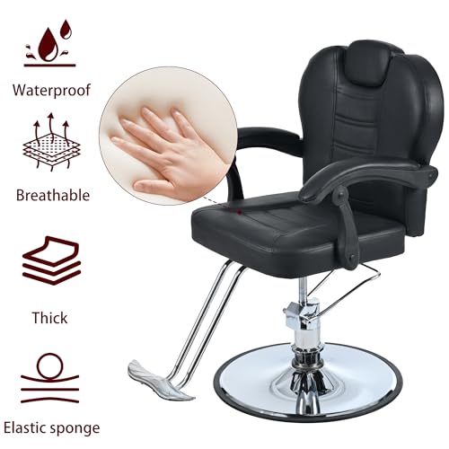 Image of Barber Chair Salon Chair for Hair Stylist with Heavy Duty Hydraulic Pump,Height Adjustment 360 Rotation Shampoo Chair for Tattoo Shampoo Beauty Salon Equipment