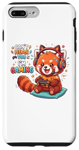 Can't Hear You I'm Gaming. Shows a cute Gaming Red Panda Graphic Design that is perfect for gamers that love Red Pandas.This Red Panda Gamer Novelty shows a Kawaii Red Panda Drawing of a Red Panda that plays Console Games with a Video Controller.