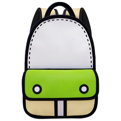 Original Cartoon Backpack (3D Adventure), Fun Novelty Backpacks Bags for Adults and Senior Year (Greenery, Small - J)