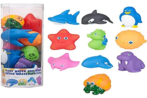 Kids Water Bath Squirties Animals Bathtime Squirter Rubber Fun Set in Tub Childs