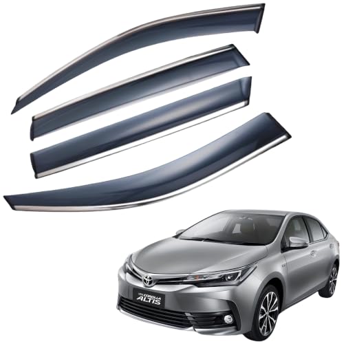 Image of CAR SAAZ Chrome Line Door Visor for Altis (2014-2020) (Set of 4Pcs) | Rain Guard | Wind Deflector