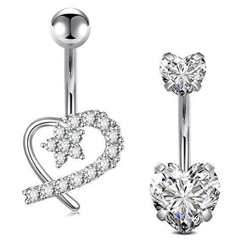 Crdifu 2pcs Silver Belly Button Rings Cover