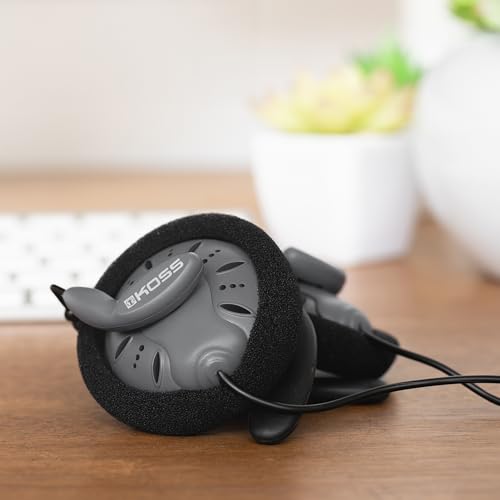 Image of Koss KSC75 Portable On-Ear Clip Headphones, Retro Style, Ultra Lightweight, Grey