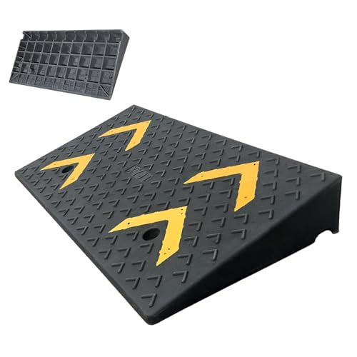 Rampas para entrada de vehículos, rampa antideslizante de caucho resistente para umbral, capacidad de carga de 5 toneladas (11023 libras), para sillas de ruedas, scooters y bordillos (100x50x10 cm) miniatura 1