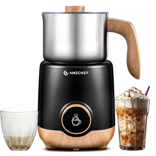 Image of AMZCHEF 21 oz 8-in-1 Milk Frother, 550W Split Stainless Steel Automatic Steamer, Milk Warmer for Latte, Cappuccino, Hot Chocolate, Hot /Cold Froth, Heated Milk & Baby Food, Deep Black