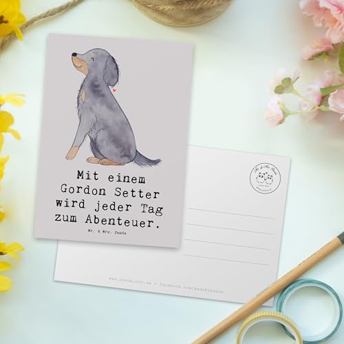 Mr. & Mrs. Panda Postkarte Gordon Setter Abenteuer - Geschenk, Hunderassen Pflege, Postkarten, Spaß, Hunderasse, Ansichtskarte, Beschreibung, Ansichtskarten, Fotokarte, Grußkarte, aufregende Reise