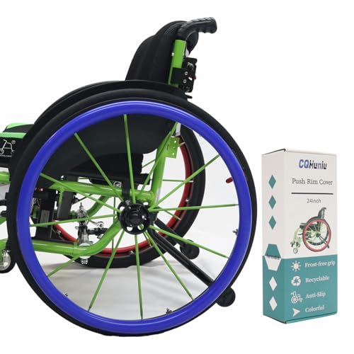 CQmuniu Wheelchair Cover Wheelchair Accessories 24in Wheelchair Push Rim Covers 1 Pair Non-Slip Wear-Resistant Hand Push Cover Wheelchair, Blue