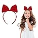 Luhaomisky 1Pc Red Fashion Cute Bow Headband Bowknot Hair Hoops Bands Headpiece Hairband for Women and Grils, Christmas Birthday Party Decorations Accessories Easy to Wear,Headbands Hair Accessories