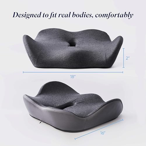 Align Labs OneCushion Advanced Ergonomic Seat Cushion for Office Chair with Firm AlignCore Foam for All-Day Comfort, Posture Support & Pressure Relief for Work or Home Use - Heather Charcoal