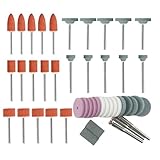 JUNLIXN 45 Pcs Assorted Shape Grinding Stones - 1/8' Shank Abrasive Mounted Stone Grinding Point Sharpening...