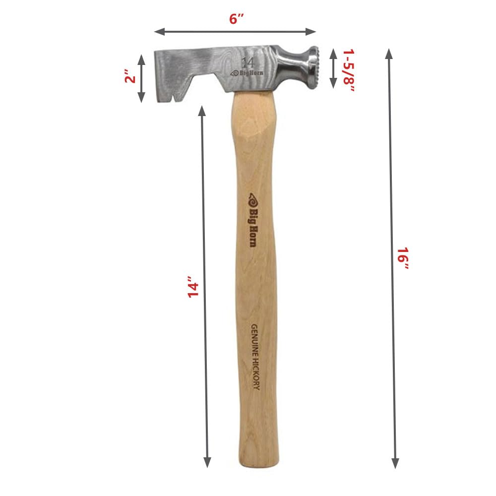 Big Horn 15140 - Hacha para paneles de yeso de 14 onzas con cara de impacto fresada y mango de nogal