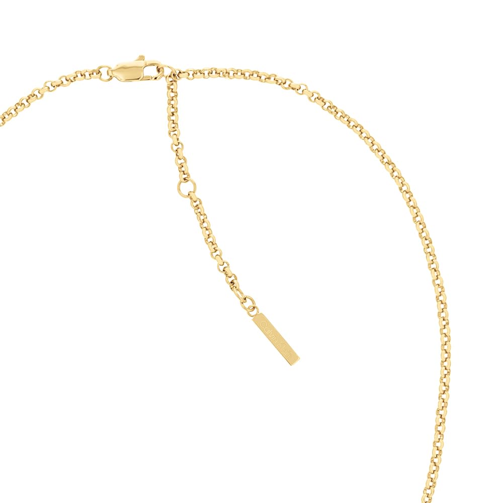 Calvin Klein Naszyjnik z Wisiorkiem z Damskiej Kolekcji Twisted Ring, Żółte Złoto, 35000307