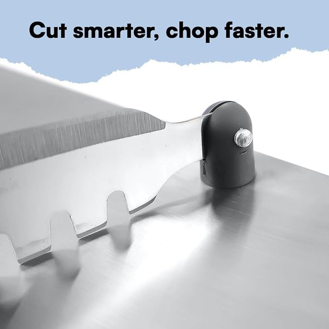 Image of Cut N CHOP Stainless Steel Kitchen Cutter & Chopping Board - Multipurpose 2-in-1 Knife and Cutting Board Tool for Fast, Safe & Effortless Chopping, Slicing and Dicing