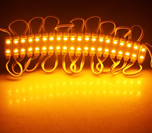 Image of Super Bright 200pcs 2835 2 LED Module Lights Waterproof Decorative Light Yellow for Letter Sign Advertising Signs with Tape Adhesive Backside (Yellow)
