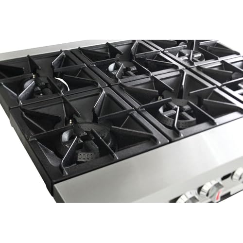 Image of Kratos 36 inch Commercial Gas Range & Oven, 6 Burners and Full Size Oven, Natural Gas, 210,000 BTU Output, Mobile Range for Restaurants