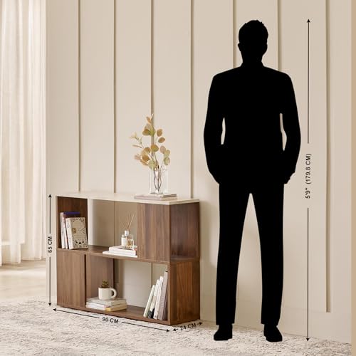Image of Home Centre | Addison 2-Tier Book Shelf | Engineered Wood | Brown | 1 Year Warranty