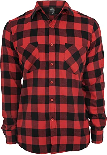 Urban Classics Checked Flanell Shirt Camisa, Multicolor (Blk/Red), XL para Hombre