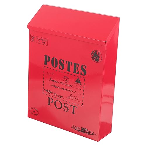 Hemobllo Boîte aux Lettres Murale Vintage avec Serrure Décoration Rétro Support Mural Pratique pour Enveloppes Boîte à Suggestions Extérieure 1