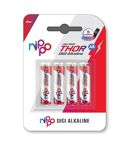 Nippo Thor Leakproof Alkaline AA Batteries 1.5V | Longer Lasting Batteries | Guaranteed 15 Months in Remote | Eco Friendly | Suited for All Types of Modern Devices|Pack of 10