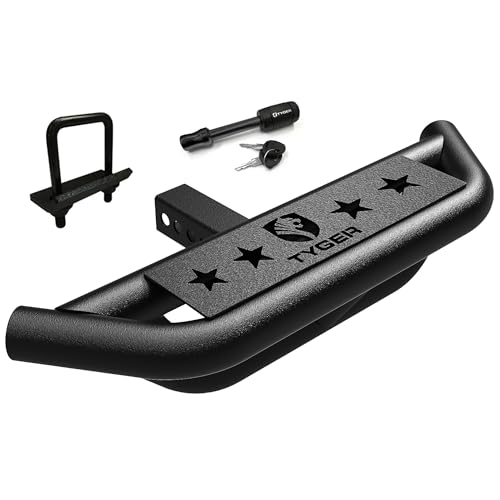 Tyger Auto TG-HS8U81238 Hitch Armor Compatible with Vehicles with 2' Hitch Receiver | Textured Black | Hitch Step | Rear Bumper Guard Protector | with Pin Lock and Stabilizer