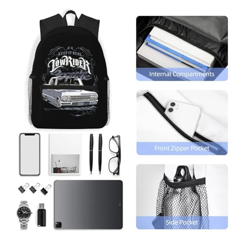 Lowrider Casual Backpack, Water-Resistant Daypack For Travel & Daily Use, Lightweight Comfortable Pack With Multiple Pockets4