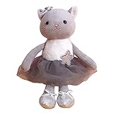 Ruzucoda Plush Ballerina Dolls Kitten Cat Stuffed Animals Toys Ballet Dance Recital Gifts for Girls 15.5 Inches (Gray)