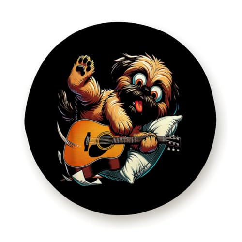 Dog Playing Guitar Musician Music Expert Guitar Player for Decoration and Weather Protection for Trailers Rv SUV Truck Campervan Travel Trailer 15 inch