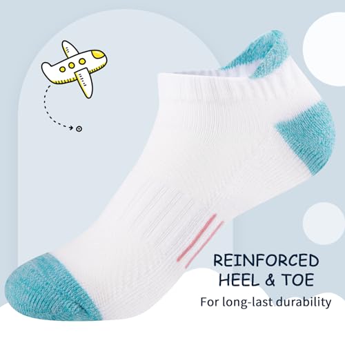 Comfoex Girls Socks Ankle Athletic Socks For Kids 4-6 6-8 8-10 Years Old Short Socks With Cushioned Sole 8 Pairs3