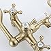 Tivezlor Clawfoot Tub Faucet, Wall Mount Bathtub Faucets with Handheld Shower Telephone Shaped, Vintage Brass Tub Filler with Swivel Tub Spout Double Cross Handle,Brushed gold