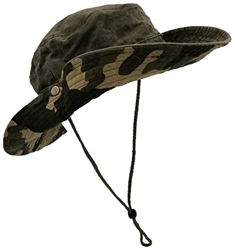 Outdoor Summer Boonie Hat for Hiking, Camping, Fishing, Operator Floppy Military Camo Sun Cap for Men or Women (Army Green)