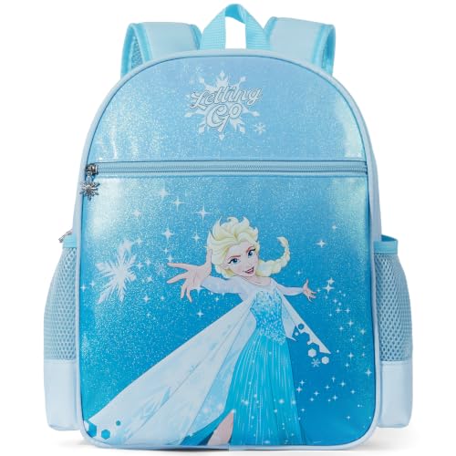 Mochila infantil Disney Frozen Princess Minnie Marvel com glitter para meninos e meninas | Mochila infantil infantil do jardim de infância, Elsa's Let It Glow, Medium, Personagem