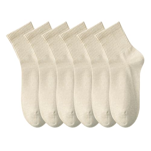Image of MAGIARTE Womens Mini Crew Socks Pure Cotton 6-Pack | Athletic,Casual,Seamless Toe,Moisture Wicking,Combed Cotton, Anti-pilling Cotton,Gift box packaging,Stretch-to-fit design