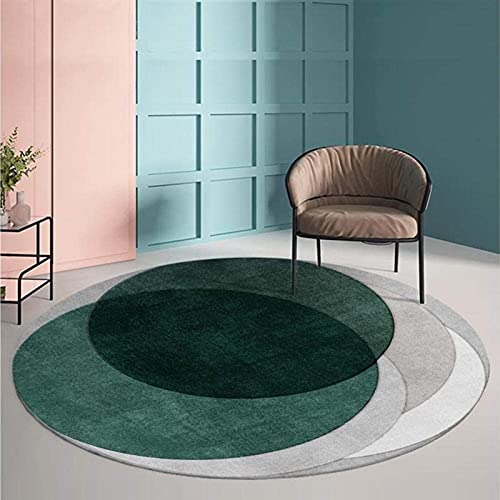 Tapis moderne de qualité supérieure au toucher doux gris vert rond