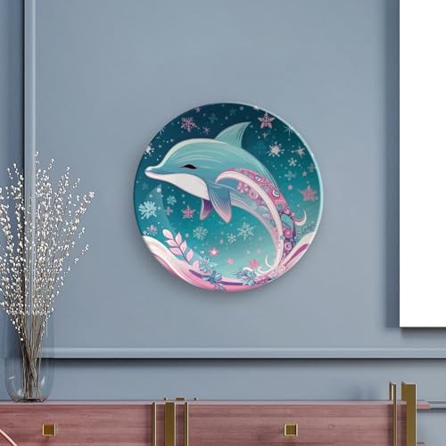 Plato decorativo Bone China con diseño de delfín 7 pulg miniatura 5