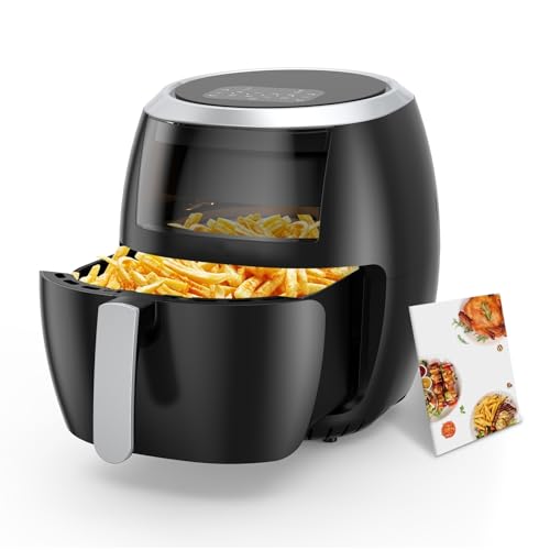 Aptliton Air Fryer With Recipe Book, Large 8L Oil Free Air Fryer With Touch Screen, 1800W Mini Oven for Home Use, Rapid Air Circulation, Timer & Temperature Control, Low Noise Dishwasher Safe