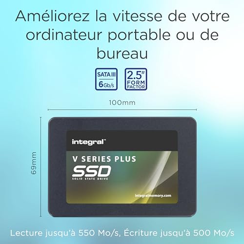 Image of Integral V Series V2 Plus 256GB 2.5 Inch Internal Solid State Hard Drive (SSD), Read 550MB /s, Write 500MB /s, SATA Interface 6Gb /s | Black