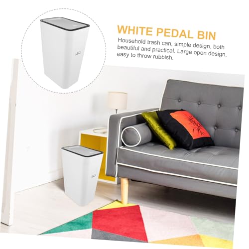 Caneca de basura con tapa Happyyami blanca 10L rectangular miniatura 3