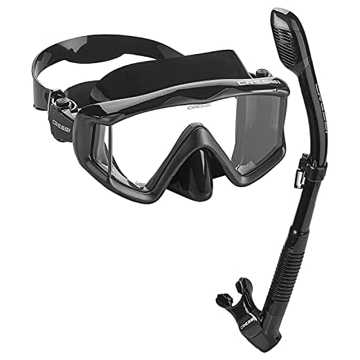 Cressi Panoramic Wide View Mask & Dry Snorkel Kit for Snorkeling, Scuba Diving Pano 3 & Supernova Dry Snorkel Set: Designed in Italy, All Black