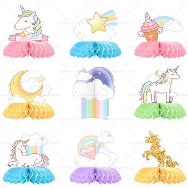 Yhomu Unicorn Honeycomb Party Centerpieces, Rainbow Unicorn Honeycomb Centerpieces, Honeycomb Table Toppers For Girls Birthday Party Decorations, Theme Party Centerpieces, Kids Birthday Favors #TOP26