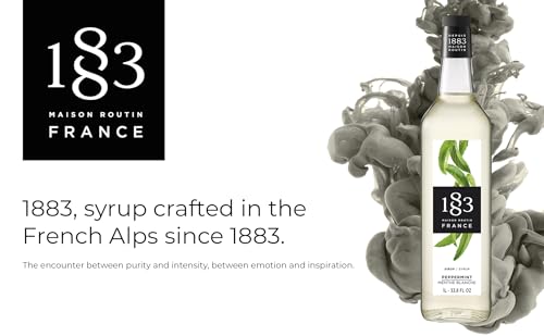 Image of 1883 Peppermint Syrup for Drinks, Made in France, 1 Liter Glass Bottle