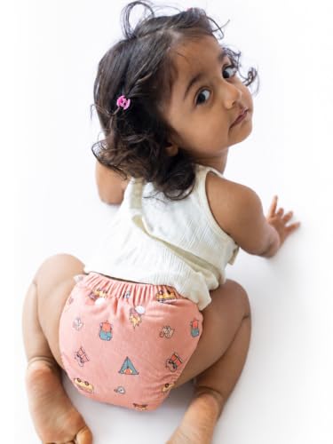 Image of SuperBottoms UNO Luxe Cloth Diaper with Velcro Closure & DryFeel magic Pad + Booster Pad | For Babies 3M-3Y | Reusable Washable Cloth Diaper