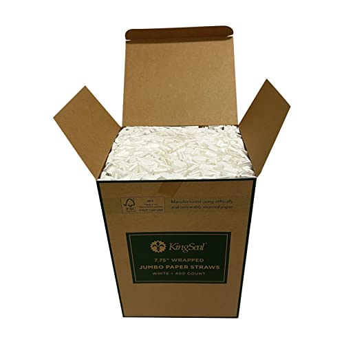 Pitillos desechables de papel KingSeal, 400 unidades, 19.69 cm, biodegradables miniatura 3