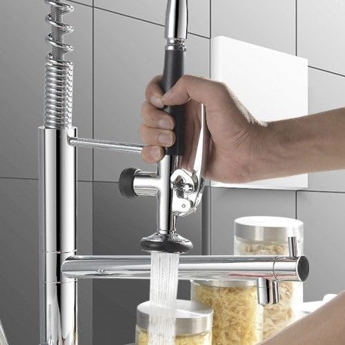 BAGNOCLIC - Alcachofa de Cocina Industrial Prelavado | Todo de Latón Pesado con Palanca | Acabado Cromo Elegante, Cromo, Latón