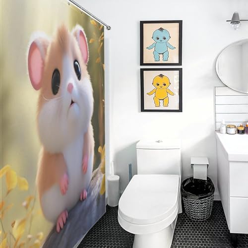 Rideau de douche hamster polyester imperméable 183x183cm pour baignoire